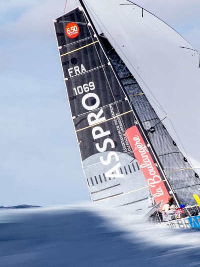 Arrivée Etape 2 - Saint-François (GUADELOUPE - FR) - Julien Letissier (FRA) 4e de l’étape 2 et 3e au général catégorie PROTO de La Boulangère Mini Transat 2023